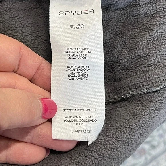 Spyder Cable Knit Sweater Jacket Women M Gray Fleece Lined Cabin Skiing Full Zip - Picture 10 of 13